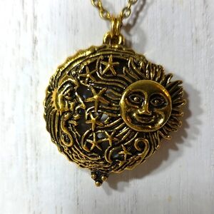 Gold Sun and Moon Pendant Necklace